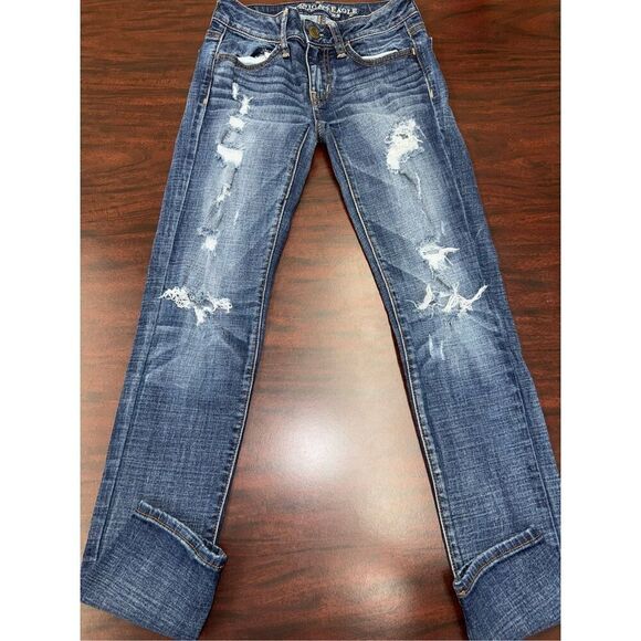 American Eagle Super Stretch Distressed Denim Jeggings Size 00 - Picture 1 of 10